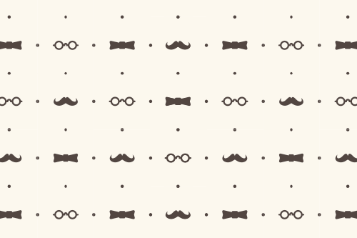 Cream bow ties, moustaches, glasses